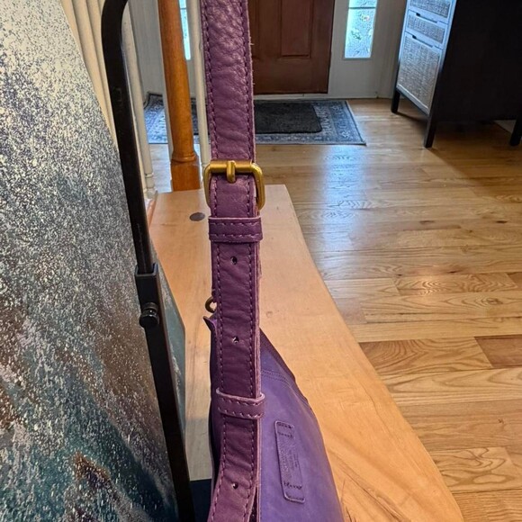 Purple Leather Shoulder Bag with Adjustable Strap main image 6